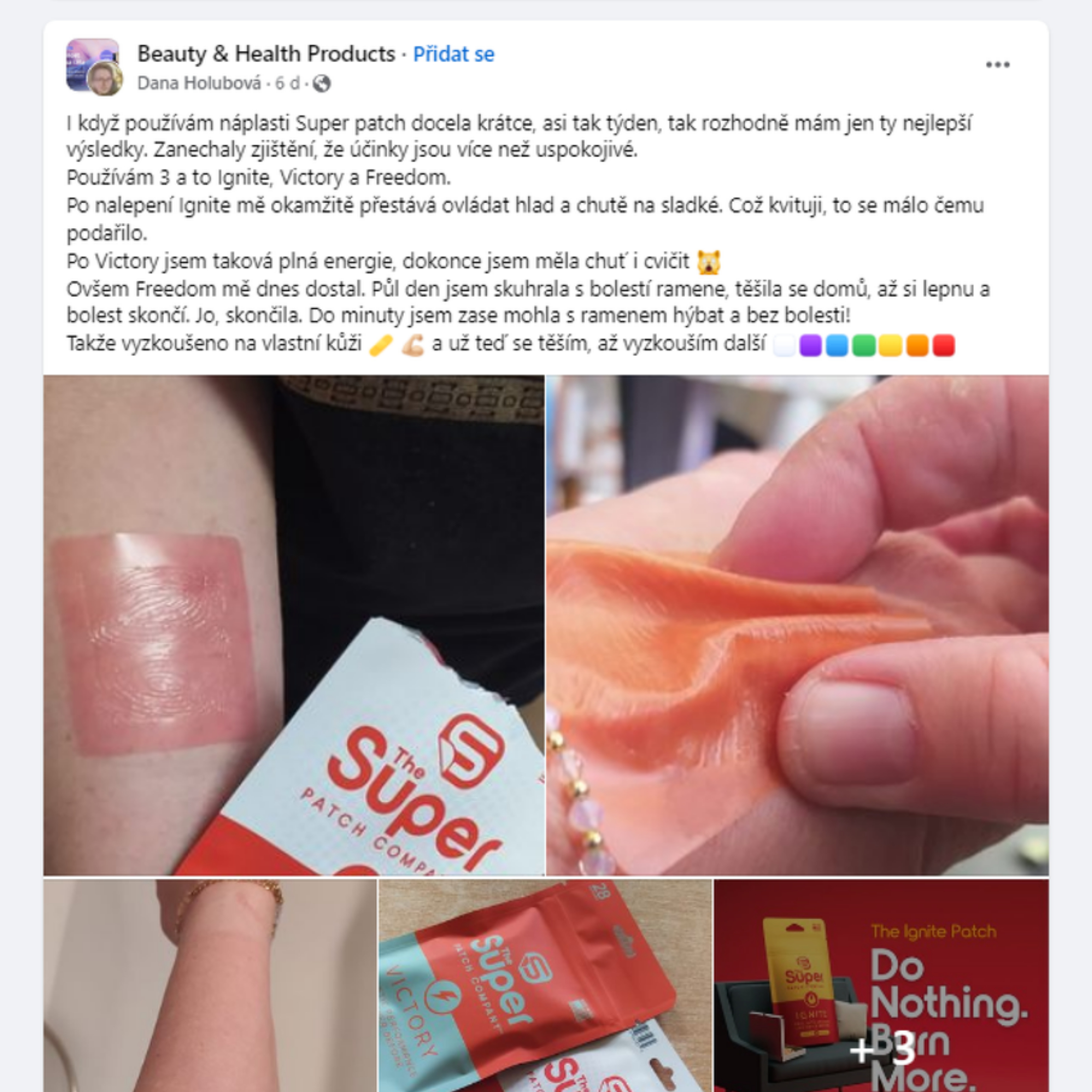 Skúsenosť s náplasťami Super Patch Ignite, Victory a Freedom